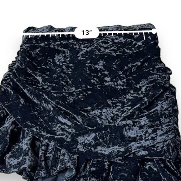 Zara Black Ruched Ruffle‎ Crushed Velvet Asymmetrical Mini Skirt Size S NEW - Picture 8 of 8
